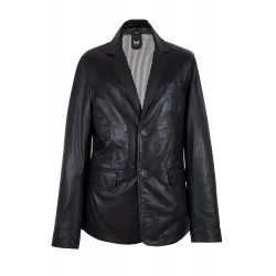 Heren leren blazer zwart Heren leren blazer zwart
